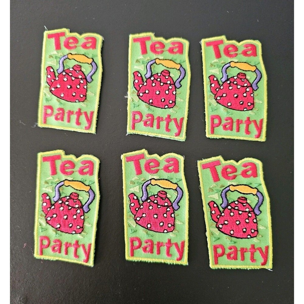 Girl Scout TEA PARTY Pot Kettle Fun Patch Badges Guide Lunch Event Lot of 6 New